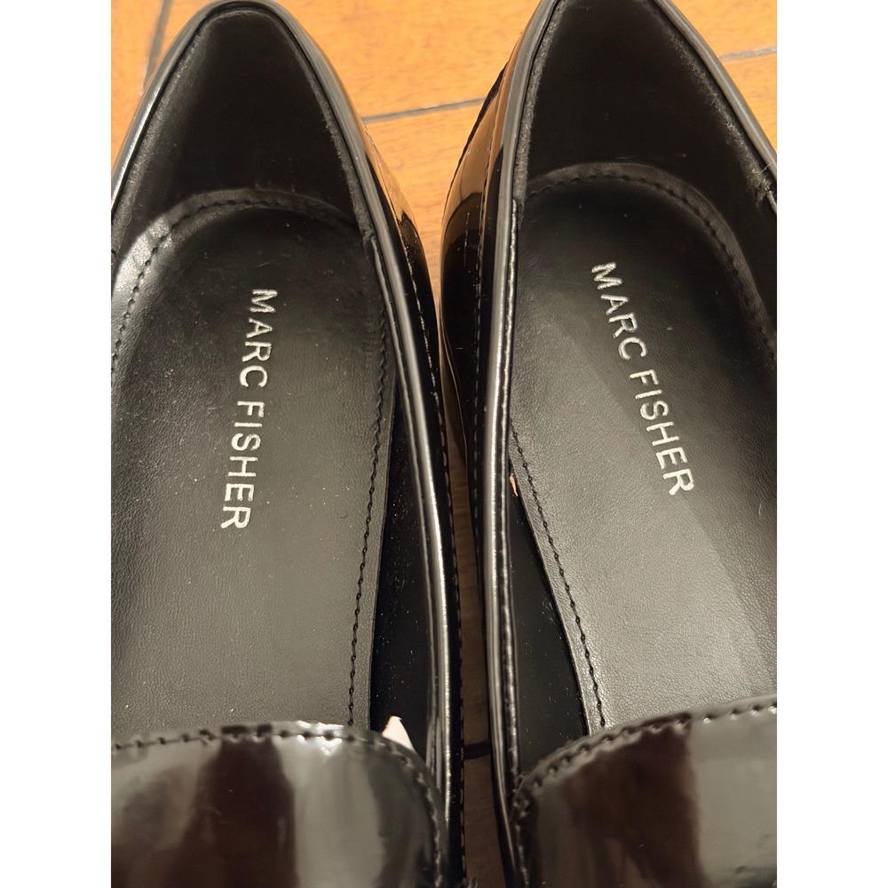 Marc Fisher Womens Black Patent Penny Loafers Size 9M Slip On Dress Shoes - Picture 5 of 7